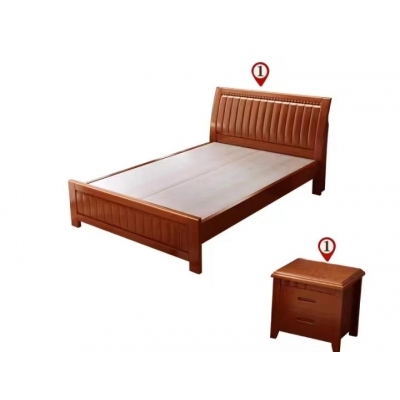 實木床1.2*1.9m(床頭柜+棕墊)